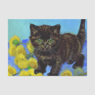 Van Gogh Style Cat mit Sonnenblumen Seidenpapier