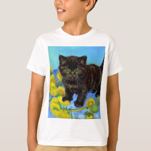 Van Gogh Style Cat mit Sonnenblumen T-Shirt