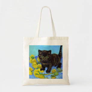 Van Gogh Style Cat mit Sonnenblumen Tragetasche