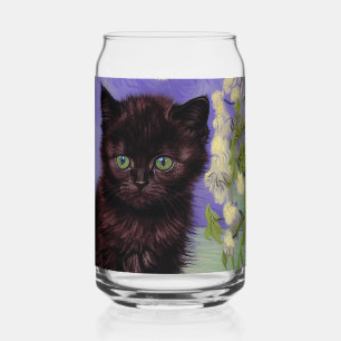 Van Gogh Style Cat mit weißen Blume Dosenglas