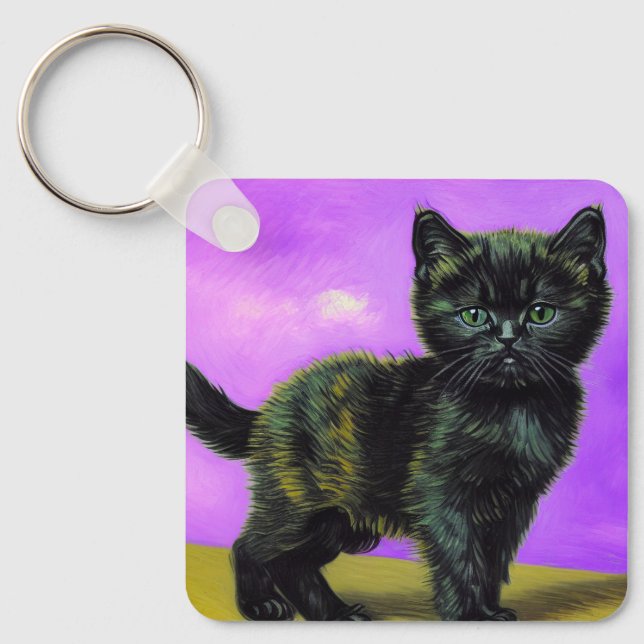 Van Gogh Style Cat Schlüsselanhänger (Vorderseite)