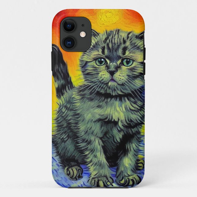 Van Gogh Style Cat Sunset Beach Case-Mate iPhone Hülle (Rückseite)