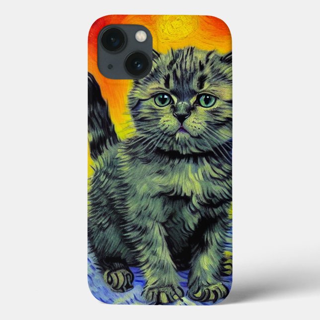 Van Gogh Style Cat Sunset Beach Case-Mate iPhone Hülle (Rückseite)
