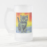 Van Gogh Style Cat Sunset Beach