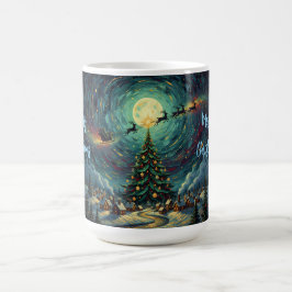 Van Gogh Style Christmas Coffee Mug Santa Sleigh Kaffeetasse
