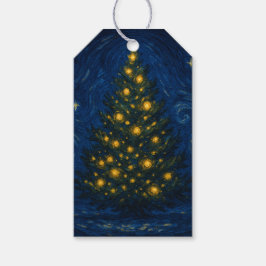 Van Gogh-style Christmas Tree Gift Tags Geschenkanhänger