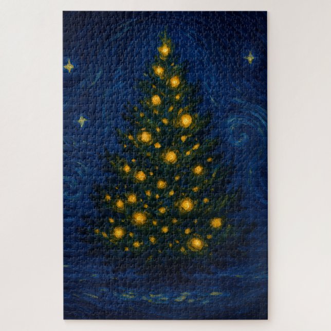 Van Gogh-style Christmas Tree Jigsaw Puzzle (Vertikal)