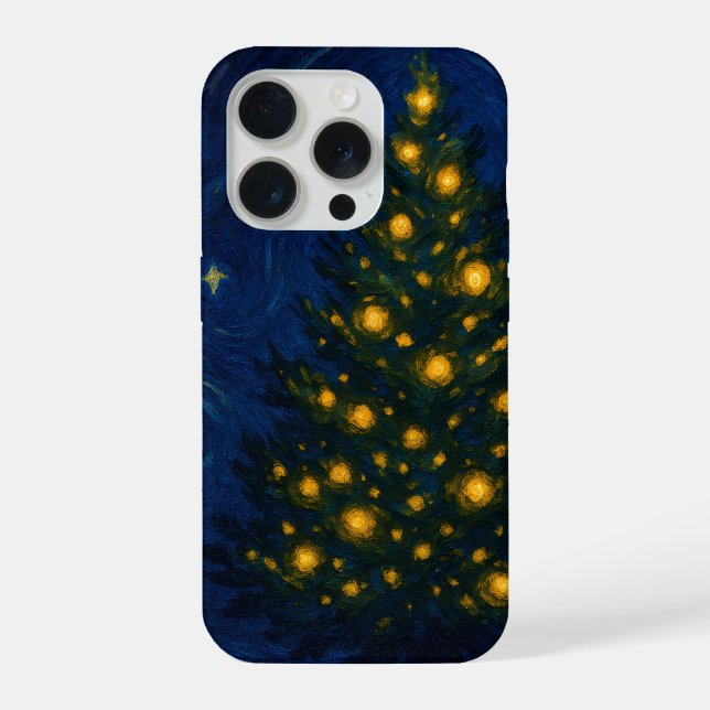 Van Gogh-style Christmas Tree Phone Case - iPhone 15 Pro Hülle (Rückseite)