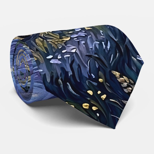 Van Gogh Style Cypress Dusk Midnight Moon Fine Art Krawatte (Gerollt)