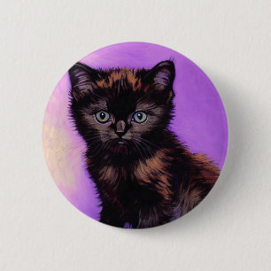 Van Gogh Style Lila Cat Button