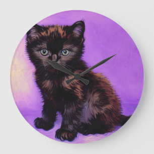 Van Gogh Style Lila Cat Große Wanduhr