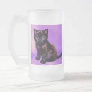 Van Gogh Style Lila Cat Mattglas Bierglas