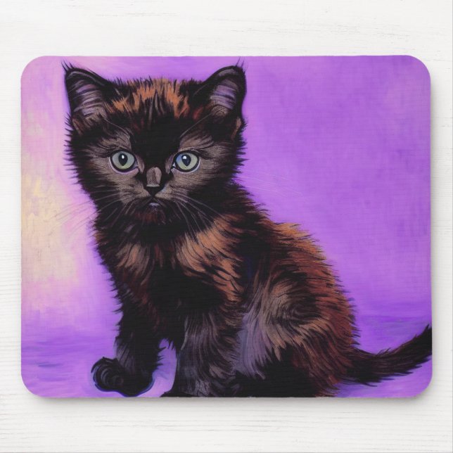 Van Gogh Style Lila Cat Mousepad (Vorne)