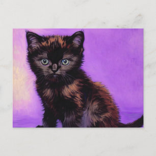 Van Gogh Style Lila Cat Postkarte