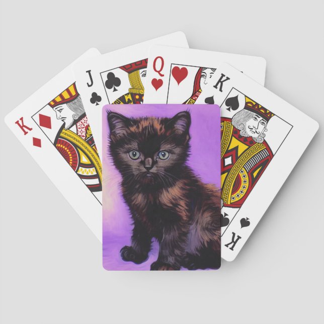 Van Gogh Style Lila Cat Spielkarten (Rückseite)