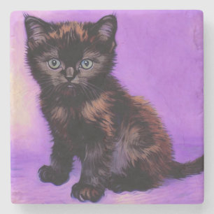 Van Gogh Style Lila Cat Steinuntersetzer
