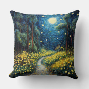 Van Gogh Style Moon Path Landschaftsakzent Kissen