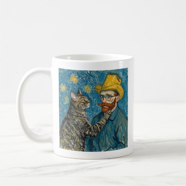 Van Gogh Style Portrait with Cat Kaffeetasse (Links)