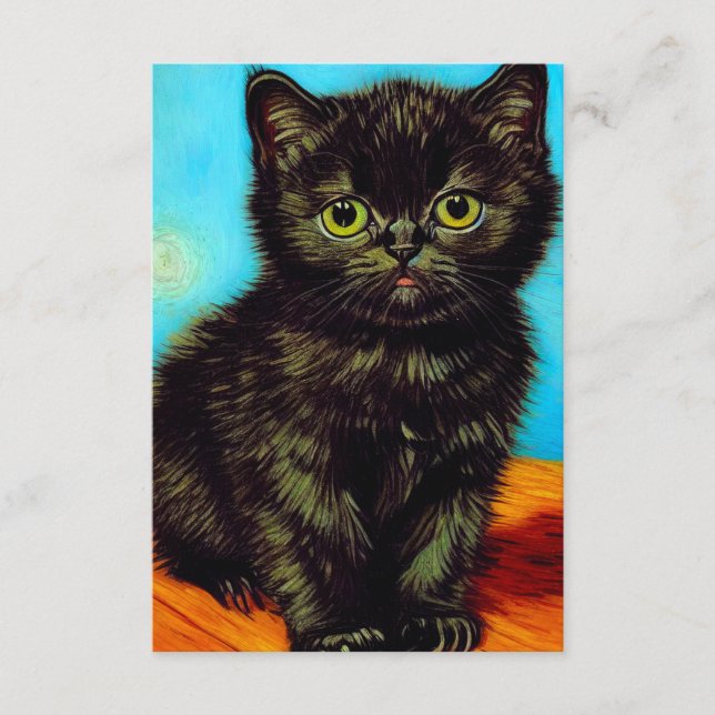 Van Gogh Style Pouting Kitten Begleitkarte (Vorderseite)
