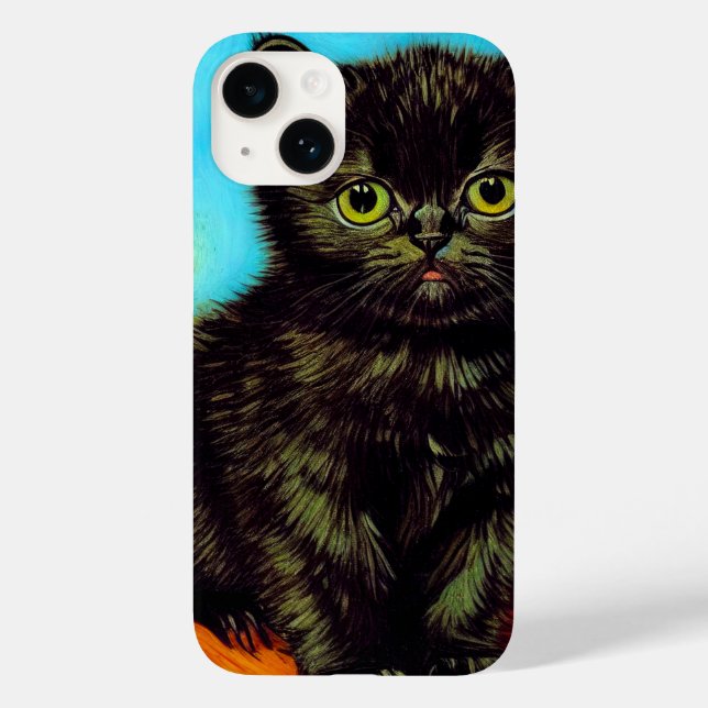 Van Gogh Style Pouting Kitten Case-Mate iPhone 14 Hülle (Rückseite)