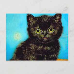 Van Gogh Style Pouting Kitten Postkarte