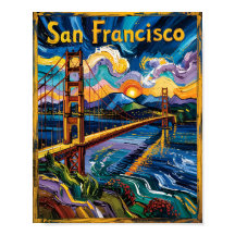 Van Gogh Style San Francisco Golden Gate Bridge