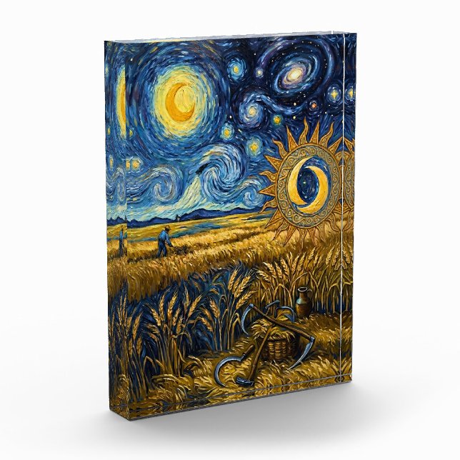 Van Gogh Style Starry Harvest Acrylic Fine Art  Fotoblock (Links)