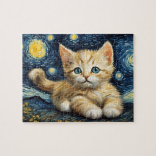 Van Gogh Style Starry Night Cat
