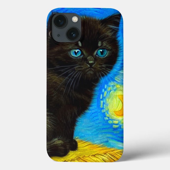 Van Gogh Style Starry Night Cat Case-Mate iPhone Hülle (Rückseite)