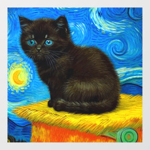 Van Gogh Style Starry Night Cat Fensteraufkleber