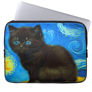 Van Gogh Style Starry Night Cat Laptopschutzhülle