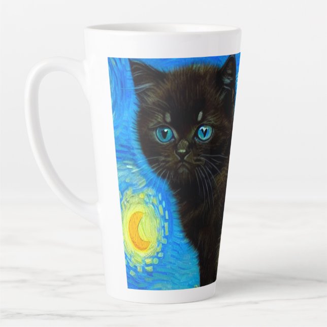 Van Gogh Style Starry Night Cat Milchtasse (Links)