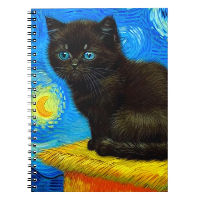 Van Gogh Style Starry Night Cat Notizblock (Vorderseite)