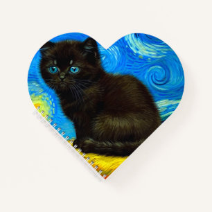 Van Gogh Style Starry Night Cat Notizbuch