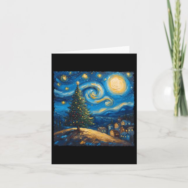 Van Gogh Style The Starry Night Christmas Tree Vil Karte (Vorderseite)