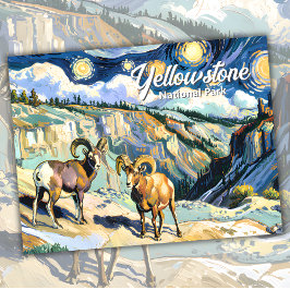 Van Gogh Style Yellowstone Bighorn Sheep Custom Postkarte