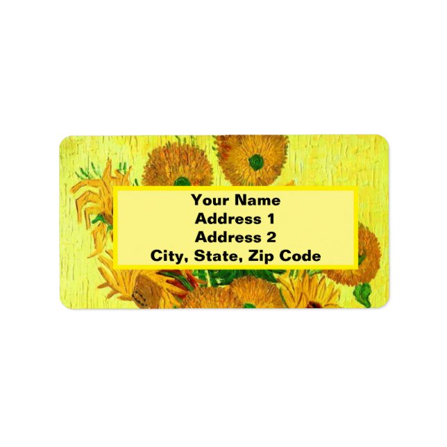 Van Gogh Sunflowers Adressaufkleber (Vorne)