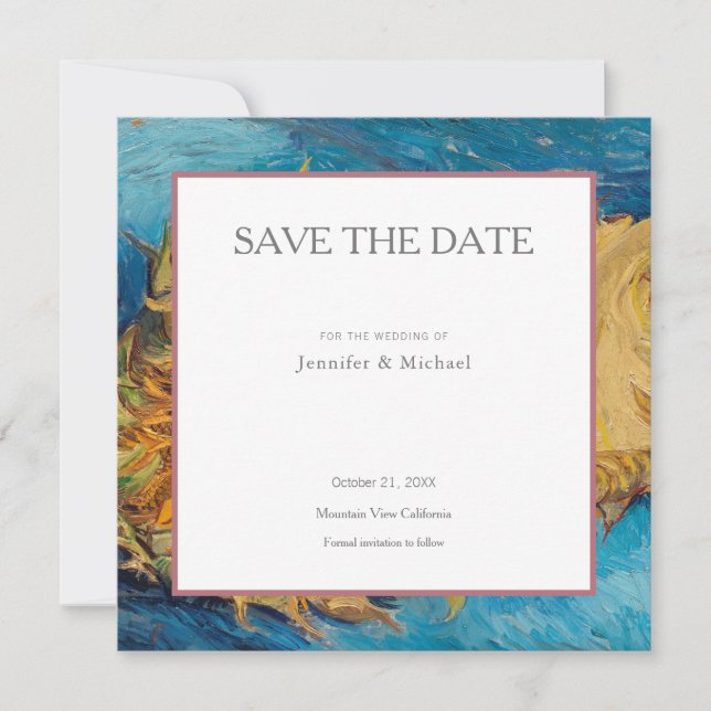 Van Gogh Sunflowers Beruflich Minimalistisch Save The Date (Vorderseite)