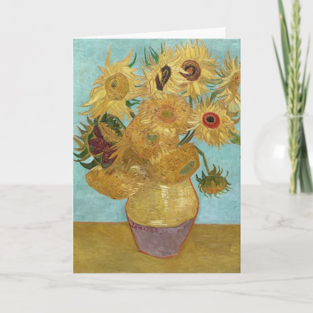 Van Gogh Sunflowers - Blue & Yellow Impressionism Karte (Vorderseite)