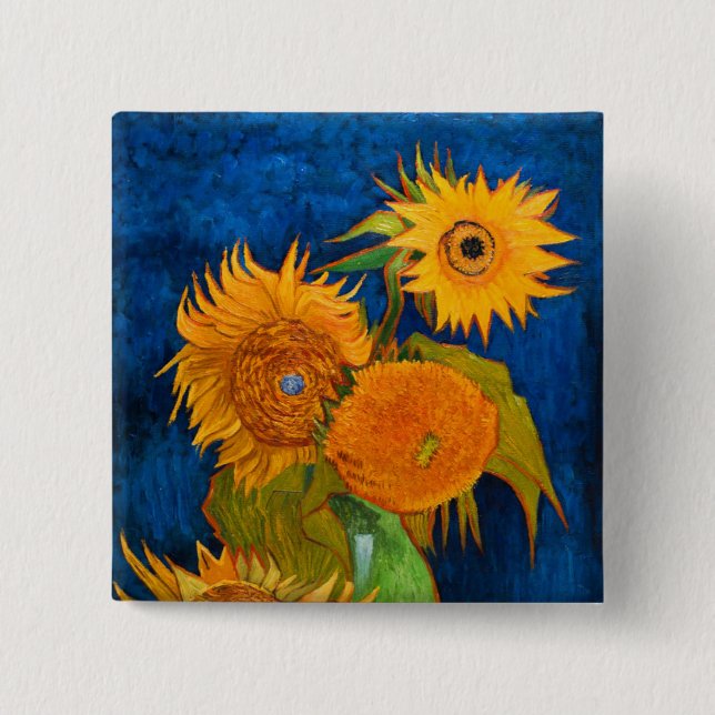 Van Gogh Sunflowers Button (Vorderseite)