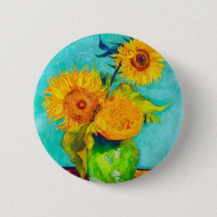 Van Gogh Sunflowers Button