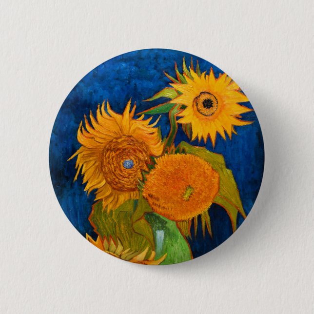 Van Gogh Sunflowers Button (Vorderseite)