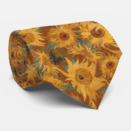 Van Gogh Sunflowers copper brown yellow turquoise Krawatte