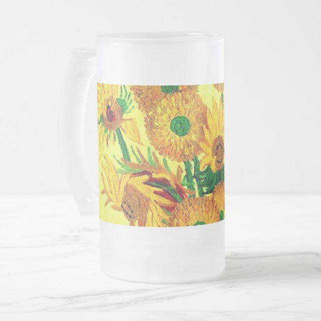 Van Gogh Sunflowers Mattglas Bierglas (Vorderseite Links)