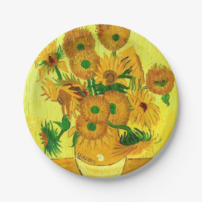 Van Gogh Sunflowers Pappteller (Vorderseite)
