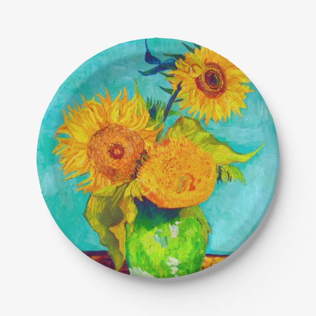 Van Gogh Sunflowers Pappteller (Vorderseite)