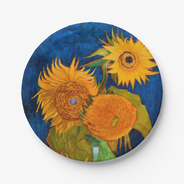 Van Gogh Sunflowers Pappteller (Vorderseite)