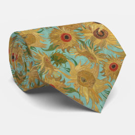 Van Gogh Sunflowers saffron yellow aqua blue Krawatte