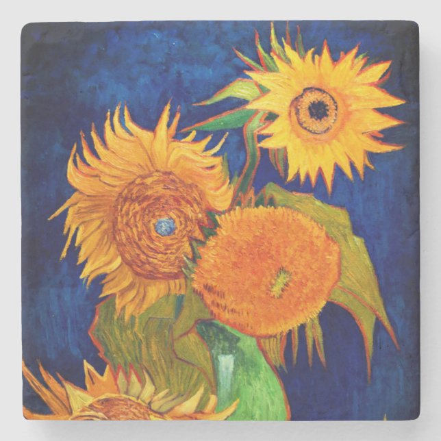 Van Gogh Sunflowers Steinuntersetzer (Vorderseite)