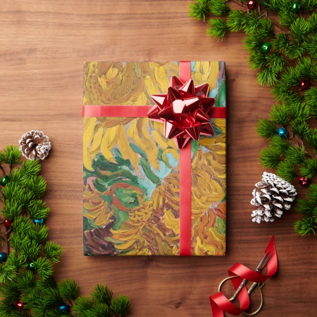 Van Gogh Sunflowers Yellow Flowers  Floral  Geschenkpapier (Feiertagsgeschenk)
